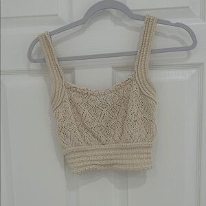 Zara Beige Crochet Tank Top